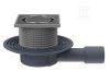 Wpust stropowy DN40/50 poziomy niski z syfonem antyzapachowym i przeciwcofkowym PrimusBlue oraz ramką z tworzywa i rusztem nierdzewnym 123x123/115x115mm HL90PRBLUE
